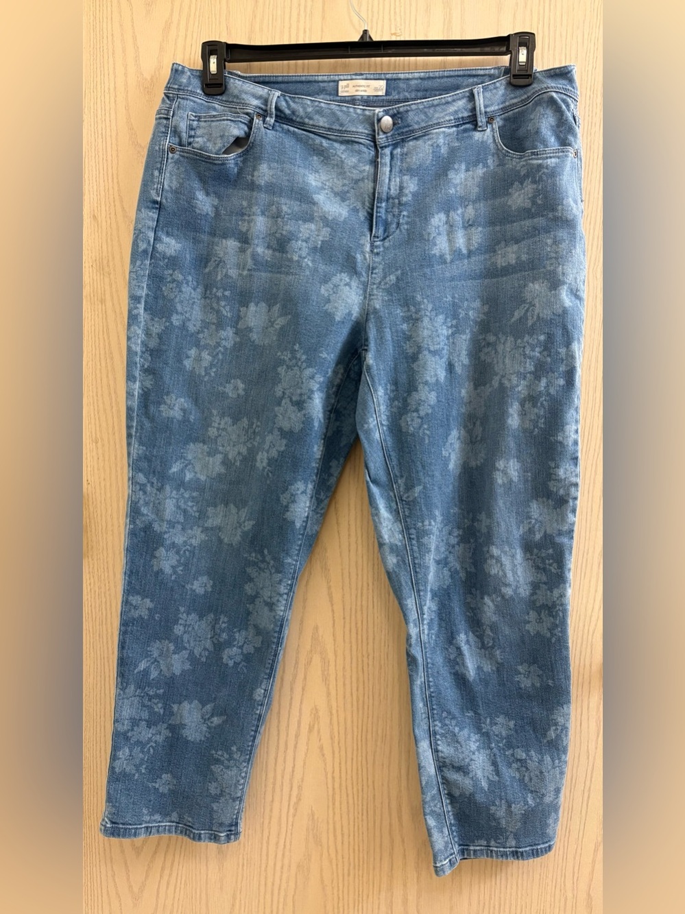 J. Jill Blue Floral-Pattern Slim Leg Jeans